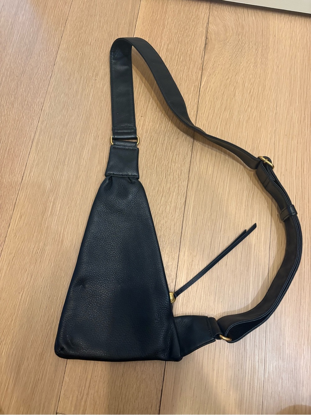 Hobo Black Leather Sling Bag for women- Minimal Crossbody